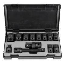 JBM 52341 - SET DE 13 VASOS DE IMPACTO HEXAGONALES DE 1/2' + ADAPTADOR