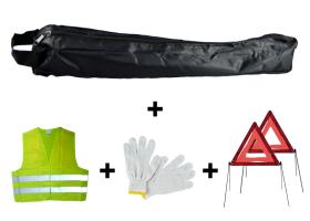 JBM 53175 - KIT EMERGENCIA BOLSA NEGRA MINI+2TRIANGULOS+CHALECO+GUANTES