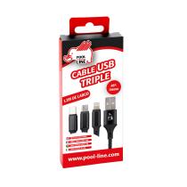 Pool Line 706090 - CABLE CARGADOR RM CONNECT USB 3 EN 1, CONEXIONES TIPO C + MI