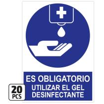 JBM 14817 - PACK DE 20 PÓSTERS DE 'ES OBLIGATORIO UTILIZAR EL GEL DESIN