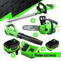 JBM PROMO-ELECTR15C - ESPECIAL KIT JARDÍN: CORTASETOS + MOTOSIERRA + SOPLADOR + 2