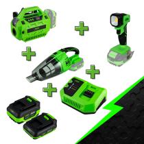 JBM PROMO-ELECTR30 - ASPIRADOR + INFLADOR + PORTÁTIL DE TRABAJO + X2 BATERÍAS + C