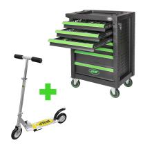 JBM SERIE379 - 53904 CARRO DE HERRAMIENTAS 7 CAJONES VERDE + 53504 PATINETE