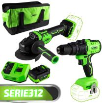 JBM SERIE312 - PROMO ELÉCTRICA: TALADRO+AMOLADORA+MOCHILA+BATERÍA+CARGADOR