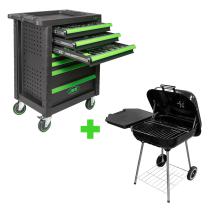 JBM SERIE386 - PROMO CARRO DE HERRAMIENTAS 7 CAJONES VERDE 53904 + BARBACOA