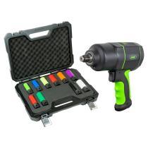 JBM SERIE447 - 53988 KIT DE 10 VASOS IMPACTO DE 1/2' + 53608 PISTOLA DE IM