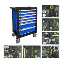 JBM 54501 - CARRO DE HERRAMIENTAS ESPECIAL KIT DE CALADO 7 CAJONES AZUL