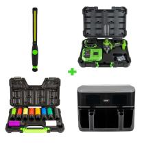 JBM SERIE540F - KIT DE 10 VASOS IMPACTO DE 1/2 + PISTOLA DE IMPACTO A BATERÍ