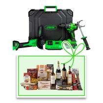 JBM 60053C-C - KIT DE AMOLADORA ÁNGULAR Y TALADRO PERCUTOR A BATERÍA CON MA