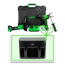 JBM 60053C-F - KIT DE AMOLADORA ÁNGULAR Y TALADRO PERCUTOR A BATERÍA CO