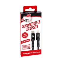 Pool Line 706070 - CABLE TELEFONIA REFORZADO COLOR NEGRO TIPO IPHONE A TIPO C (