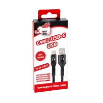 Pool Line 706060 - CABLE TELEFONIA REFORZADO COLOR NEGRO TIPO C A TIPO USB (LON